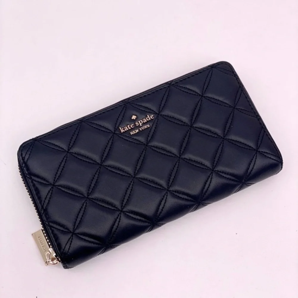 Kate Spade Large Natalia Continental Quilted Leather Wallet Black